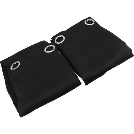 2Pcs rideaux occultants complets œillets argent lavables voilage assombrissant set de maison hôtel bureau noir 150 X 250cm / 59,06 98,43in (1/2)