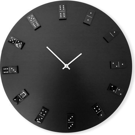 Orologio da parete minimal in metallo magnetico Domino Magnetico - Nero