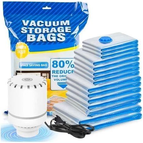 (Transparent) Packung mit 15 Vakuumbeuteln mit elektrischer Pumpe, Reise-Vakuumierbeutel (1/4)