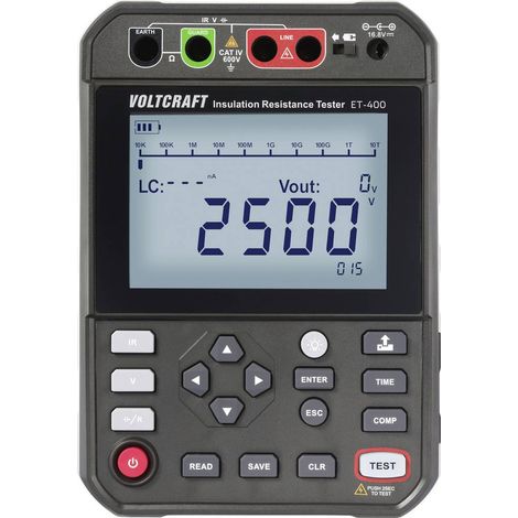 VOLTCRAFT ET-400 Misuratore di isolamento 250 V, 500 V, 1000 V, 2500 V 2.5 TΩ (1/5)