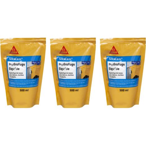 Set von 3 Massenhydrophobierungen für Beton und Mörtel SIKA SikaCem Hydrofuge Liquide - 500ml