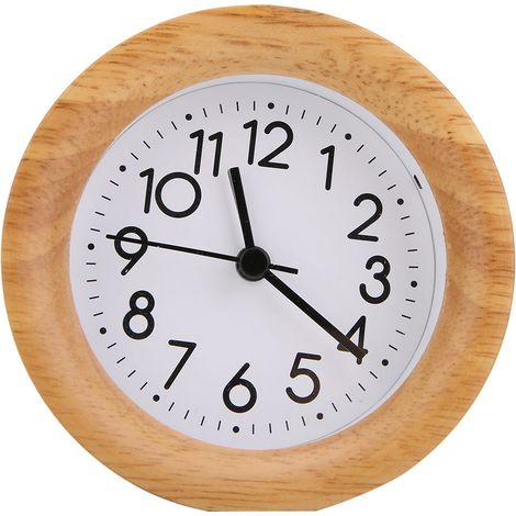 1 Réveil, design rond silencieux, veilleuse intégrée, bois de chêne, bureau chambre (1/5)