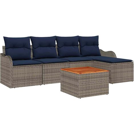 Garden Sofa Set 6 pcs Grey Poly Rattan vidaXL (1/5)
