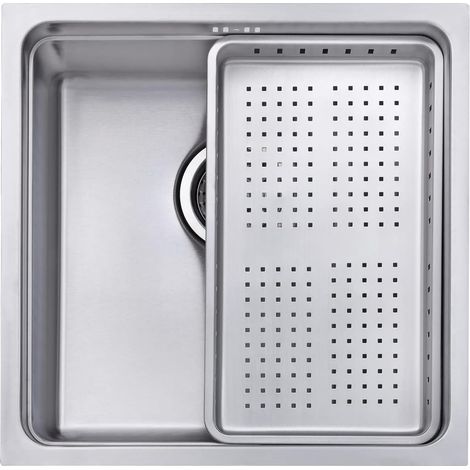 JASSFERRY Küchenspüle 1 Becken Unterbau-Küchenspüle, 440 x 440 mm Unterbauspüle aus Edelstahl mit Abfallsieb, Geschirrständer (1/5)