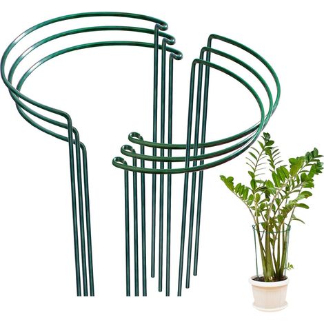 Lot de 6 Tuteurs pour Plantes 35 x 20 cm, Supports Métalliques Demi-Cercle Verts pour Jardin, Arceaux de Soutien pour Petites Plantes, Pivoines, Fleurs, Plantes en Pot, Balcon et Terrasse (1/5)