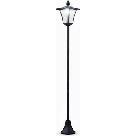 Lámpara solar de jardín estilo vintage negra de 160 cm en acero inoxidable y PP (1/5)