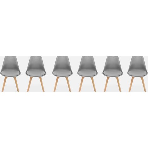 Silla escandinava con patas de madera de haya, set de 6 (1/5)