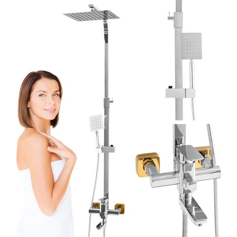 Colonne de douche Cubo Silla, système de douche avec mitigeur, design moderne, Chromé (1/5)