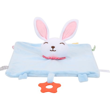 Doudou animal bébé serviette apaisante jouet hochet bleu peluche réconfortante pour nourrisson (1/5)
