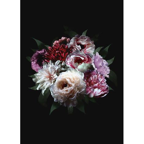 papier peint panoramique nature morte de fleurs multicolore sur noir  - ESTAhome (1/5)