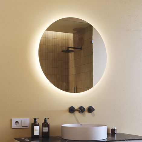 Espejo de baño LED redondo (70 cm) Espejo iluminado con LED (LED082) Blanco frío 6000K (1/4)