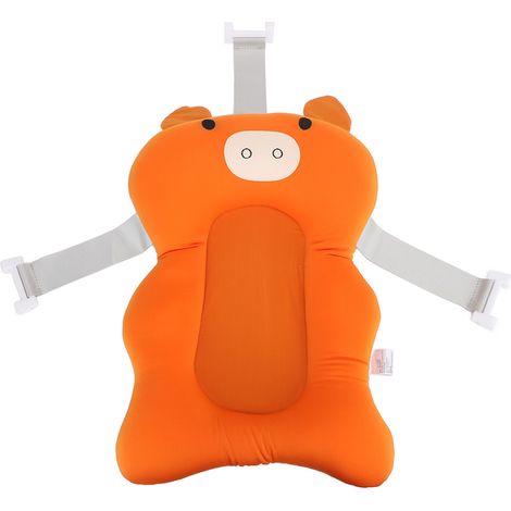 Coussin de bain bébé super doux, support colonne bébé flottant orange cochon, tapis de bain nouveau-né oreiller flottant (1/5)
