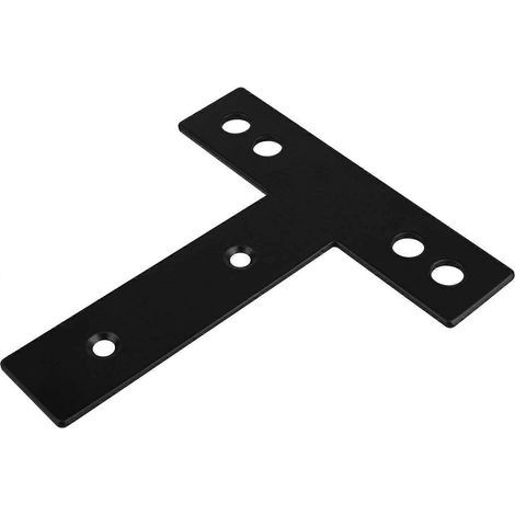 Confezione da 10 piastre di riparazione in acciaio nero a forma di T, 12,7 x 12,7 cm, spessore 1,8 mm, preforate per bulloni da 10 mm e viti da 6 mm, angolari di riparazione per legno. (1/5)