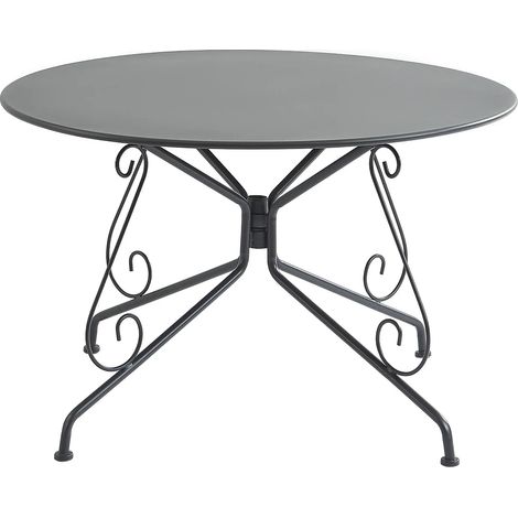 Tavolo da giardino D.120 cm in metallo effetto ferro battuto - Antracite - GUERMANTES di MYLIA (1/4)