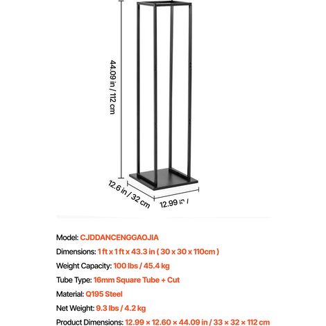Support à bois, transportable, construction en acier durable, 1ft 100lbs (1/2)
