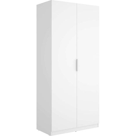 Armario ropero 2 puertas abatibles acabado blanco, 203.5cm(alto) 91cm(ancho) 51.4cm(largo)