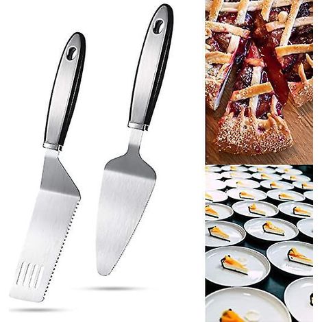 2 Pices Ensemble De Serveur Tarte En Acier Inoxydable Coupe-gteau Spatule Dentele Pelle Dessert Tarte Pizza Pour Couper Et Servir Desserts Brown (1/5)