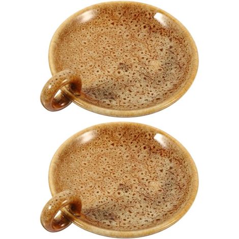 Lot de 2 plateaux bougie décoratifs rétro en céramique (1/5)