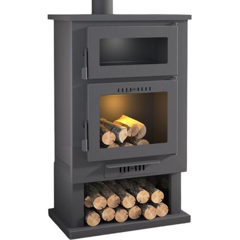 Fm Calefaccion – Poêle à bois avec four 11.2 kW – Double combustion – Évacuation des fumées arrière – Acceptant bûches jusqu'à 55 cm (1/6)