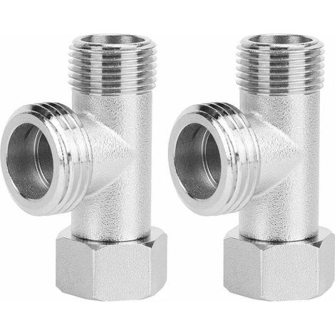 Valve De Connexion à 3 Voies - 2 pièces Robinet Inverseur De Toilette Dents Droites Robinet d'évier de Salle de Bain Pièce de Rechange Adaptateur Valve de rinçage (EU3/8) (1/4)