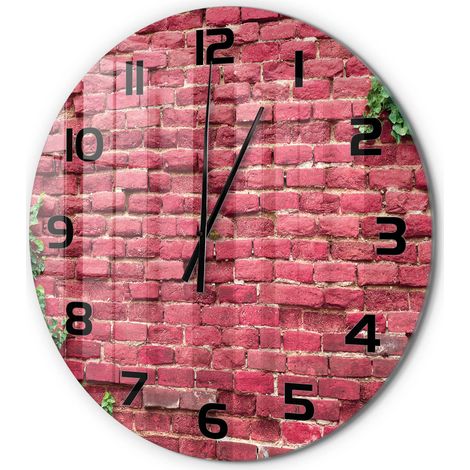 Horloge Murale Ronde Décoration Salon Moderne Verre Trempé Artistique Mur de briques fi 60 cm (1/5)
