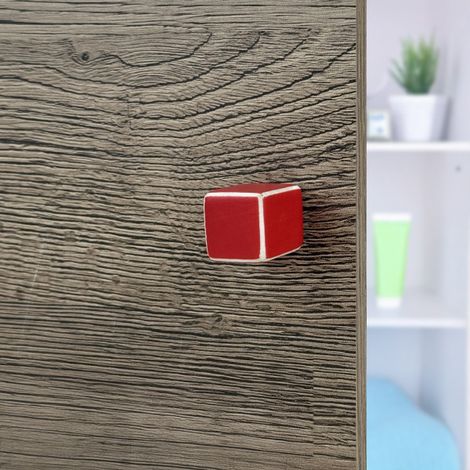 Ouvre&Déco - Bouton de meuble en céramique rouge CHAMALLOW – 22 x 22 mm (1/4)