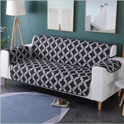 Luxe matelassé Chaise, Housse de Canapé Matelassée pour Animaux Protège 3 Places (167-190CM) Noir (1/4)