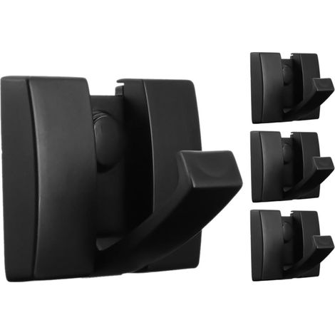 de 4 crochets muraux pliables KICHOUSE en aluminium noir peu