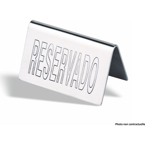 Plaque de Table Réservé en Inox 5 x 10 cm - Pujadas