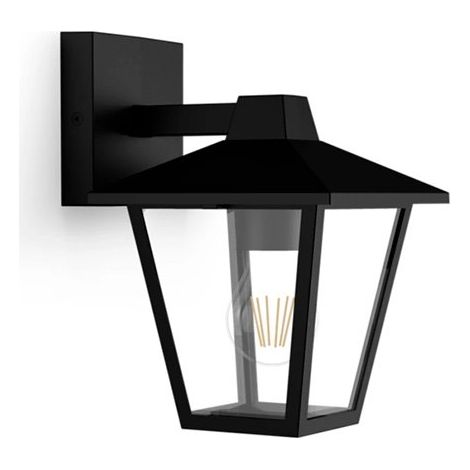 Aplique exterior kinno, negro, tipo farola, e27, 25 w, sin bombilla, luz hacia abajo (1/3)
