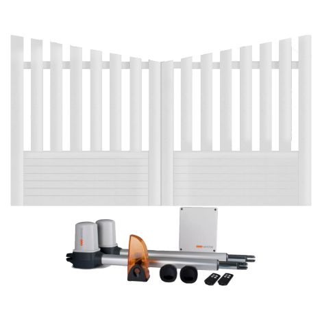 Portail battant électrique PVC blanc avec moteur Sentinel H 145 x L 350 ALENÇON CONCAVE