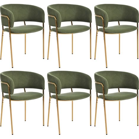 Lot de 6 chaises de salle à manger avec pieds inclinés, en velours côtelé vert, pour restaurant et hôtel (1/5)