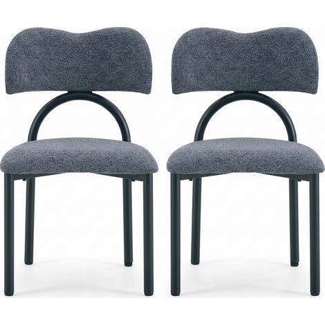 FurnitureR Lot de 2 chaises bleues en tissu avec assise rembourrée et structure métal noir (1/5)