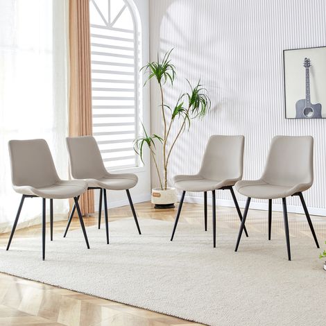 REDOM Lot de 4 chaises de salle à manger, dossier ergonomique, pieds antidérapants, métal et simili cuir gris chaud et noir (1/5)