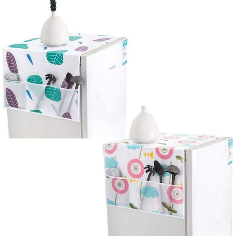 2Pcs Housse de Protection pour réfrigérateur, Couvercle Anti-poussière pour Machine à Laver,Housse de Machine à Laver,Housse de Protection de Machine à Laver avec Poches de Rangement-Fei Yu (1/5)