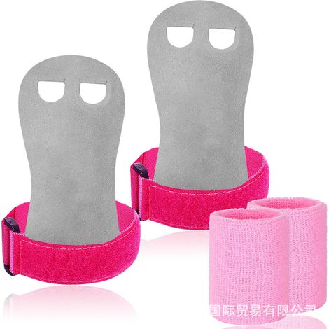 Gymnastics Grips - Children Palm And Wrist Protectors With Elastic Sweatband - Pink - For Gymnastics Parallel Bars Vault Yoga - Set Of 1 (1/5)
