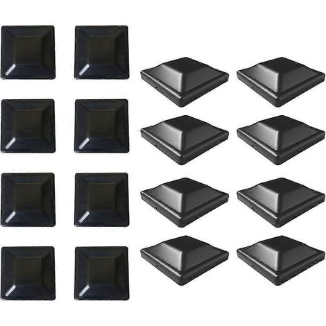 Lot de 16 capuchons de colonne en plastique noir pratique pour extérieur, protection bois, design moderne, résistant aux intempéries. (138 caractères) (1/4)