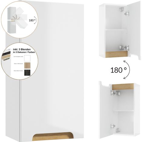Badmöbel Hängeschrank drehbar um 180° SOFIA-107 in Hochglanz weiß lackiert, B/H/T: 30/60/22 cm (1/5)