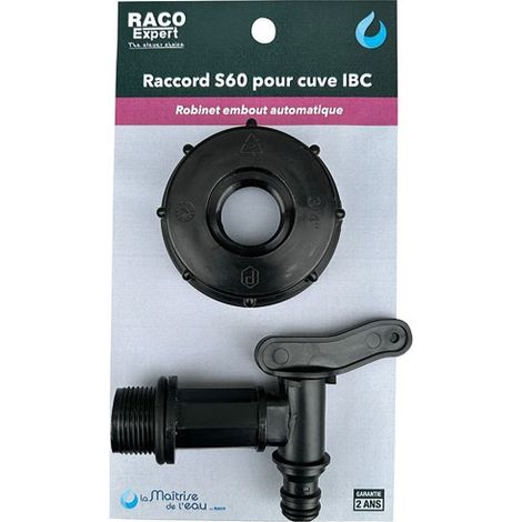 Conector S60 para tanque IBC + grifo de 1/4 de vuelta - Raco Expert