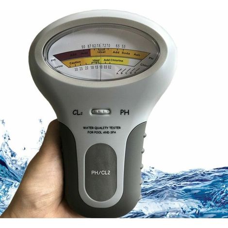 2-in-1 pH- und Chlormessgerät – Poolwasser-Qualitätsanalysator – Präzise Messung von pH-Wert und Chlorgehalt – Gut lesbares LCD-Display (1/4)