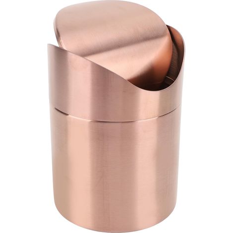 304 Stainless Steel Countertop Trash Can with Rotating Lid, for Home, Office, Bathroom, Paper Bin, Small Countertop 17.99 oz (1/5)