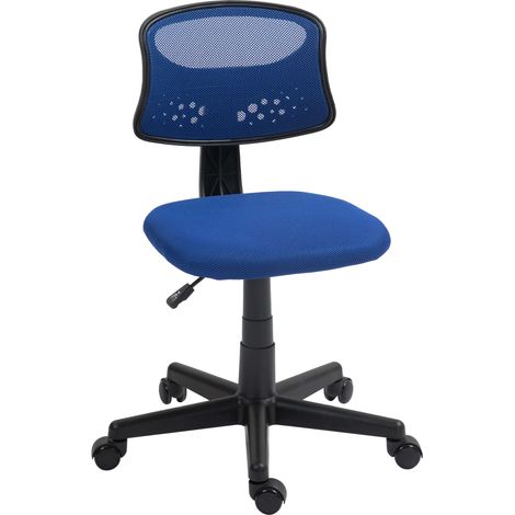 Fauteuil de bureau sans bras tournant dossier mesh respirant réglable en hauteur bleu