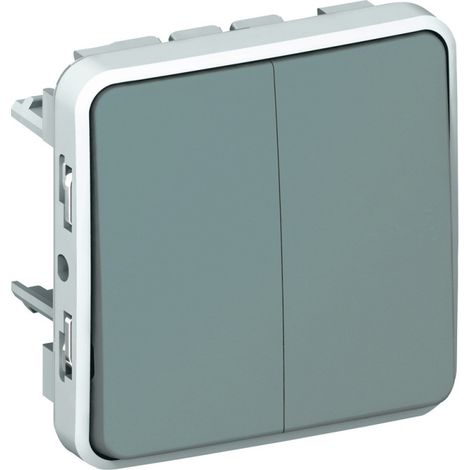 Legrand – Double interrupteur étanche composable 10AX – IP55 – Pour chantiers humides – Mécanismes livrés avec enjoliveurs