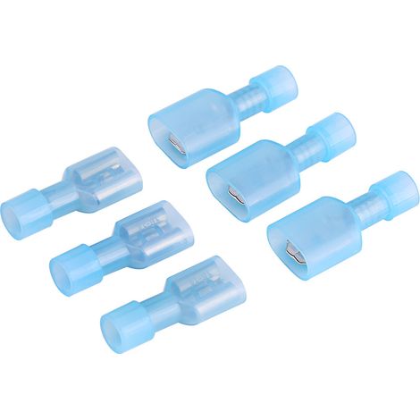 100 connecteurs électriques à cosse isolés mâle et femelle 16-14AWG bleu, lot de 100 pièces (1/5)
