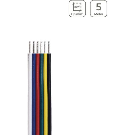 LED Kabel RGB+CCT 6-polig - Querschnitt: 6x0,5mm² / AWG20 - Länge: 5m