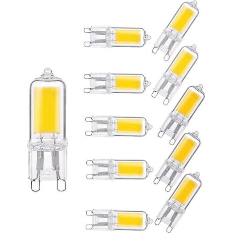 Paquete de 10 bombillas LED G9, 2W, blanco frío 6000K, 200 lúmenes, no regulables. (1/3)