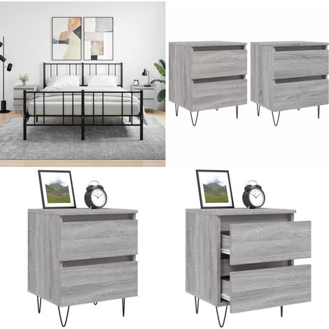 Nachttische 2 Stk. Grau Sonoma 40x35x50 cm Holzwerkstoff - Nachttisch - Beistelltisch - Wohnzimmermöbel - Grau - Holzmöbel - Home & Living (1/5)