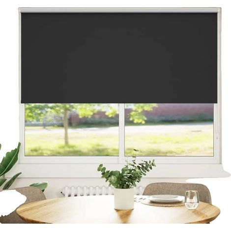 Estor enrollable opaco, alta protección solar, fácil mantenimiento, negro. (1/2)