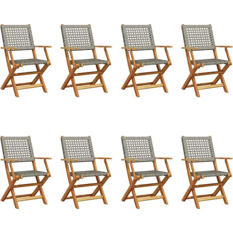 Maison Exclusive - Gartenstühle 8 Stk. Klappbar Grau Poly Rattan