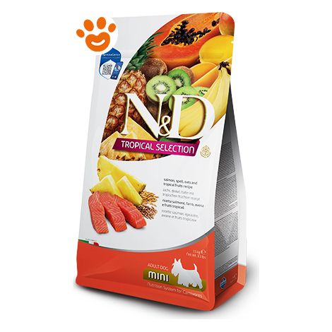 Farmina Dog N&D Tropical Adult Mini Salmone  - Farmina Dog N&D Tropical Adult Mini Salmone - Sacco Da 1,5 Kg